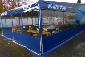 Ocelová konstrukce s PVC, SPORBAR STOVKY, realizace Bohemiaflex CS
