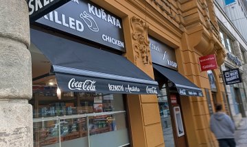 Výklopné markýzy RIMINI PLUS, řeznictví a restaurace ANATOLIA GRILL v Praze 1, realizace Bohemiaflex CS
