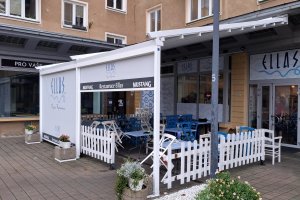 Pergola Linie + Screen Zipy, restaurace Ellas Ostrava, realizace Bohemiaflex CS
