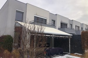 Terasová markýza Veranda Box Pergola, rozměr 5 885 x 3 560 mm, výměna potahů a servis, realizace Bohemiaflex CS